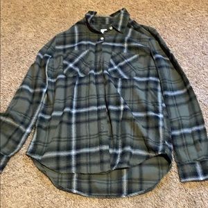 Green button down flannel
